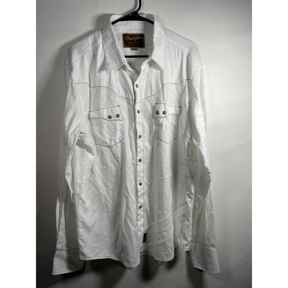 Wrangler Retro Pearl Snap‎ Shirt Men's Size XL Western Cowboy White